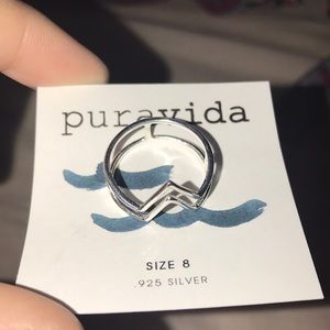 Pura Vida. Silver Double Arrow Ring Size 8